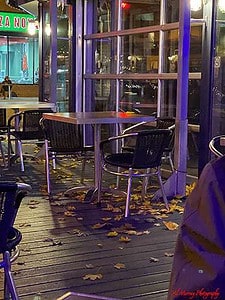 Beautiful fall evening on a patio in downtown Toronto