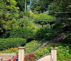 The steps to climb to get to Casa Loma. It is steep either way to get to the castle.
