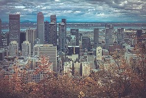 Mont Royal Fall view of downtown Montreal from Chalet du Mont Royal