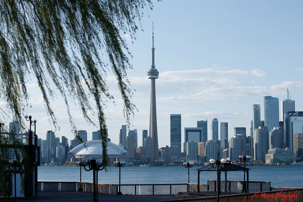 Toronto Ontario skyline from Centre Island across the harbour