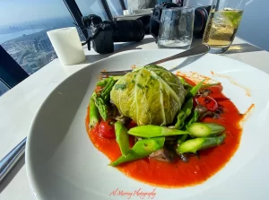 360 Restaurant's main dish was a vegetarian cabbage roll