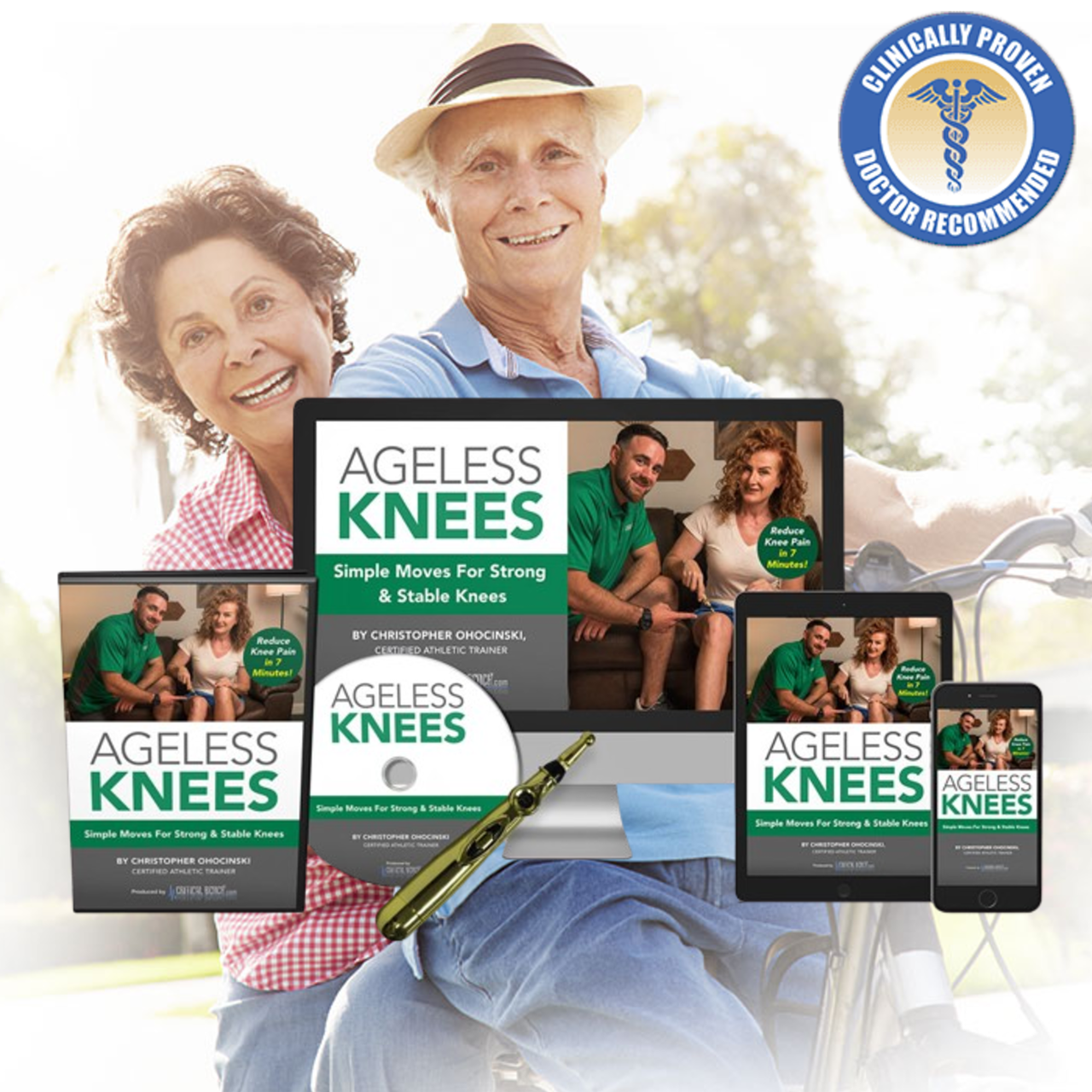 Ageless knees is the quick way to knee pain relief for seniors who travel. This is the marketing design by Ageless Knees