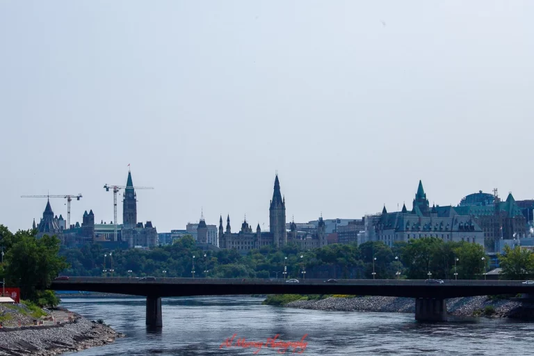 Ottawa's Parliament buildings as viewed from the west across the Ottawa River
